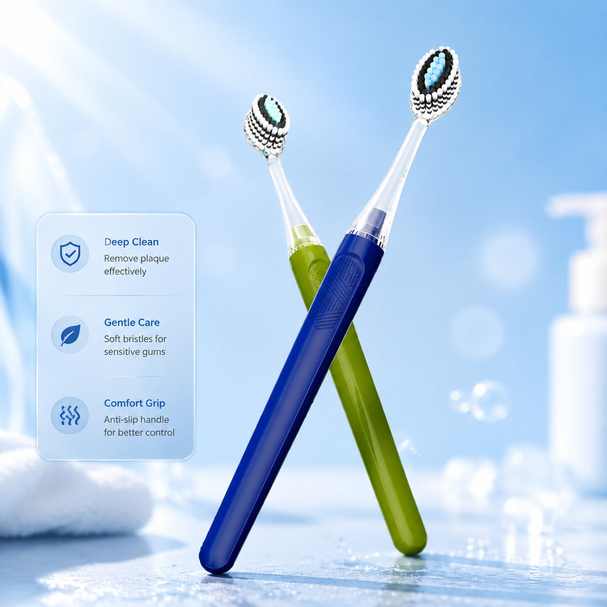 Charcoal Toothbrush | 6-Pack | Ultra Soft Dual Bristles | Sensitive Gum Care