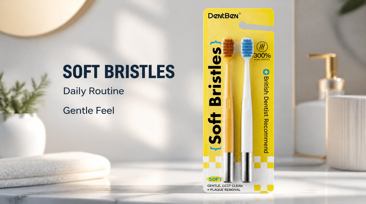 Soft Bristle Toothbrush | 2-Pack | Stainless Steel Handle | 4 Colors A+ 图片