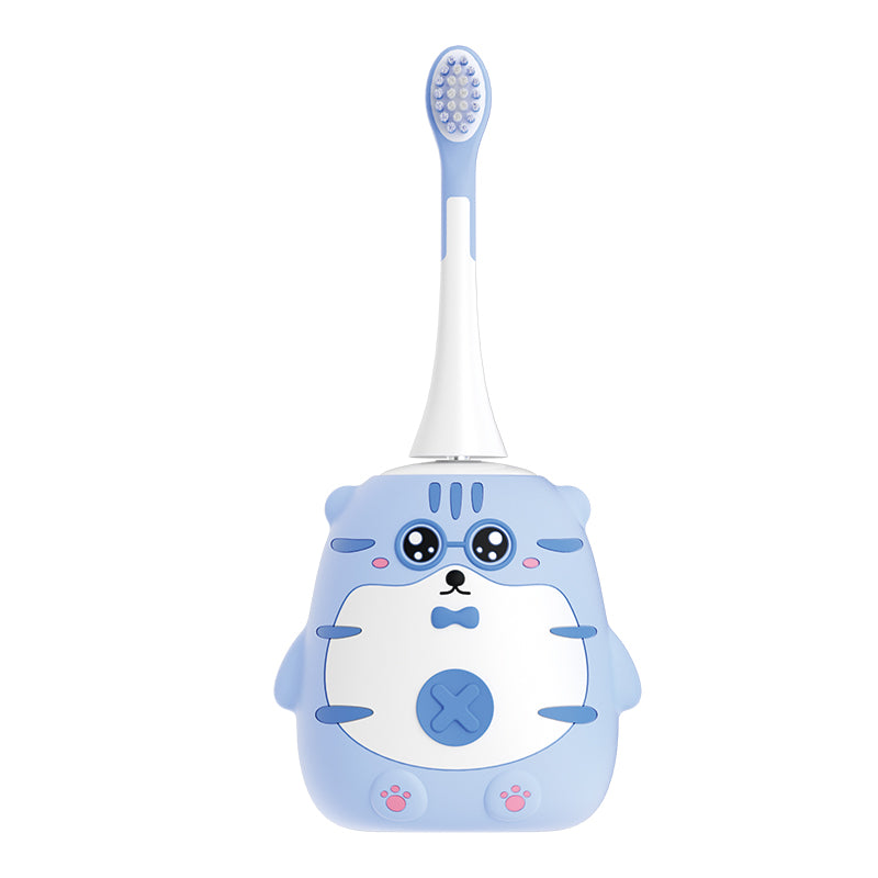 OralGos Kids Sonic Toothbrush | Cute Tiger Design | U-Brush + Standard Head | Blue & Pink