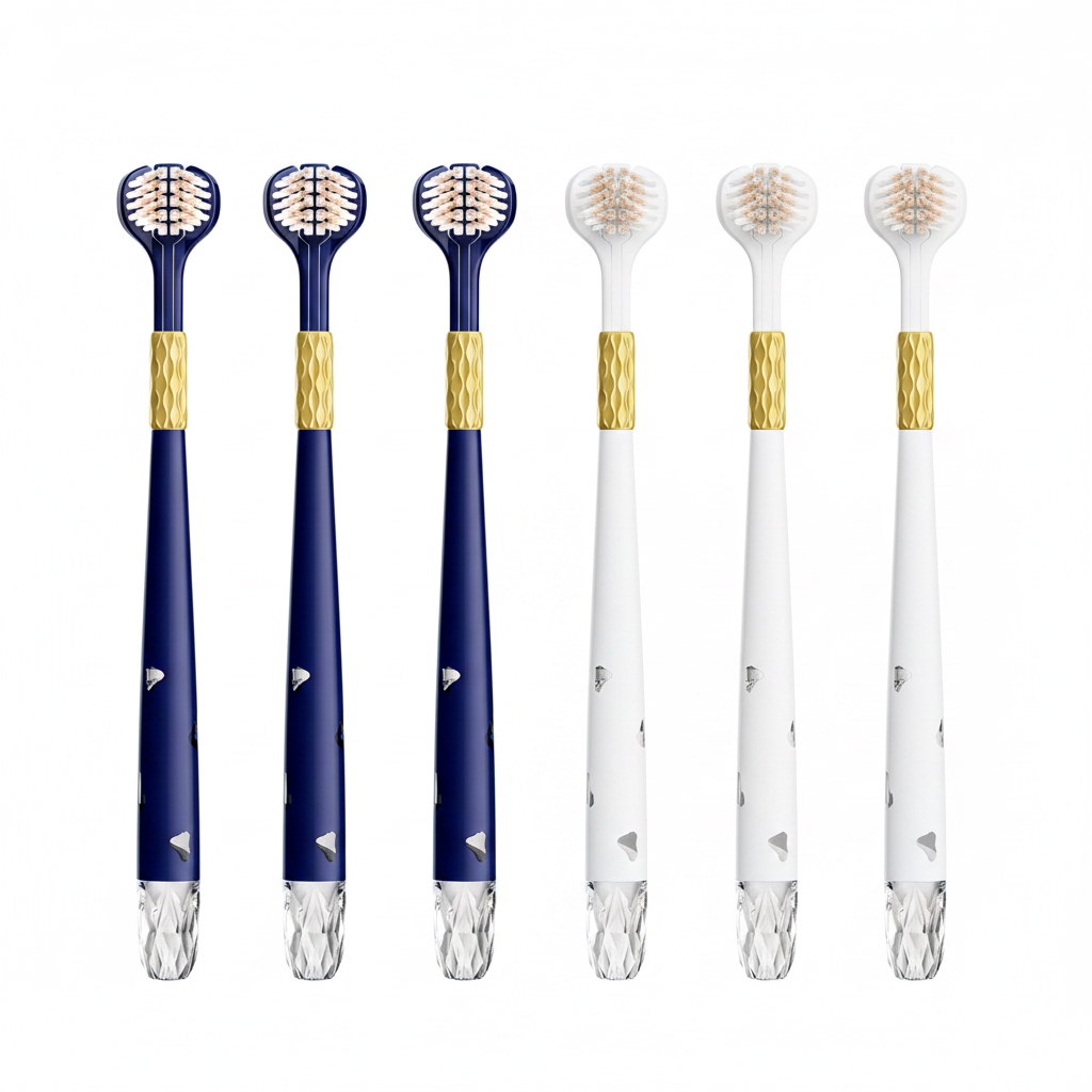 3-Sided Toothbrush 6-Pack Navy White