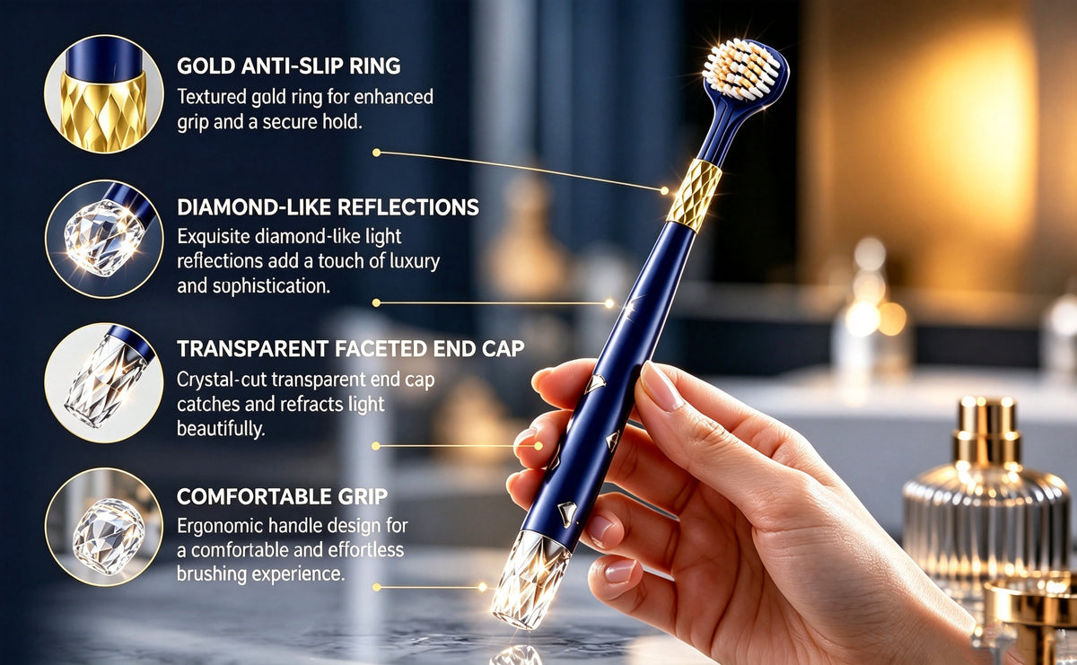 3-Sided Toothbrush | 6-Pack | Gold Grip | Reaches Every Corner with Ease A+ 图片