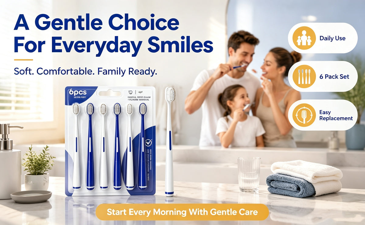 6-Pack Ultra Soft Toothbrush | 0.01mm Feather Bristles | Extra Gentle for Sensitive Gums A+ 图片