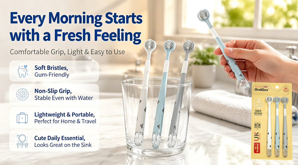 Crystal Handle Three-Sided Toothbrush | 3-Pack | Soft Bristles | UK Certified A+ 图片