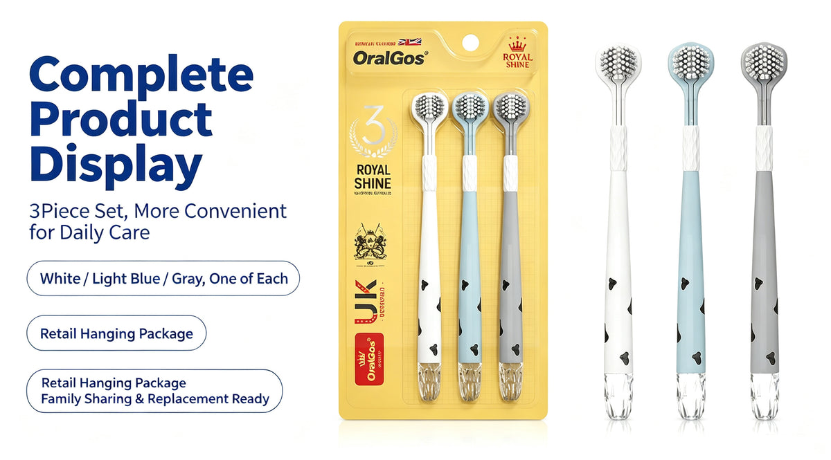 Crystal Handle Three-Sided Toothbrush | 3-Pack | Soft Bristles | UK Certified A+ 图片
