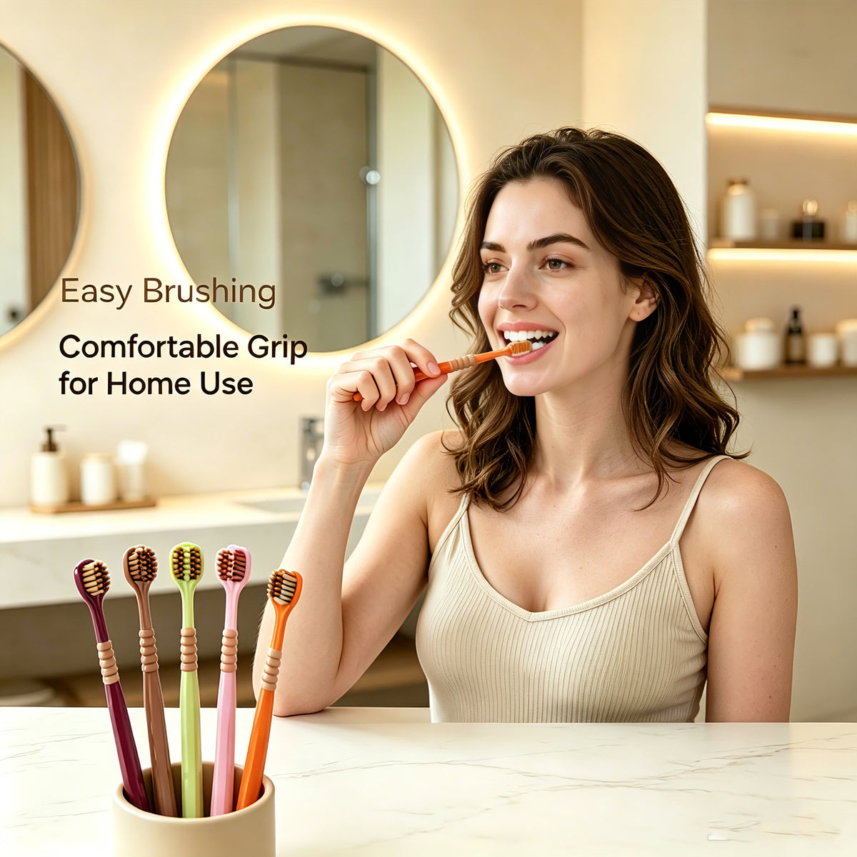 3-Sided Toothbrush | 6-Pack | Fan-Shaped Head | Deep Clean All Surfaces | 6 Colors