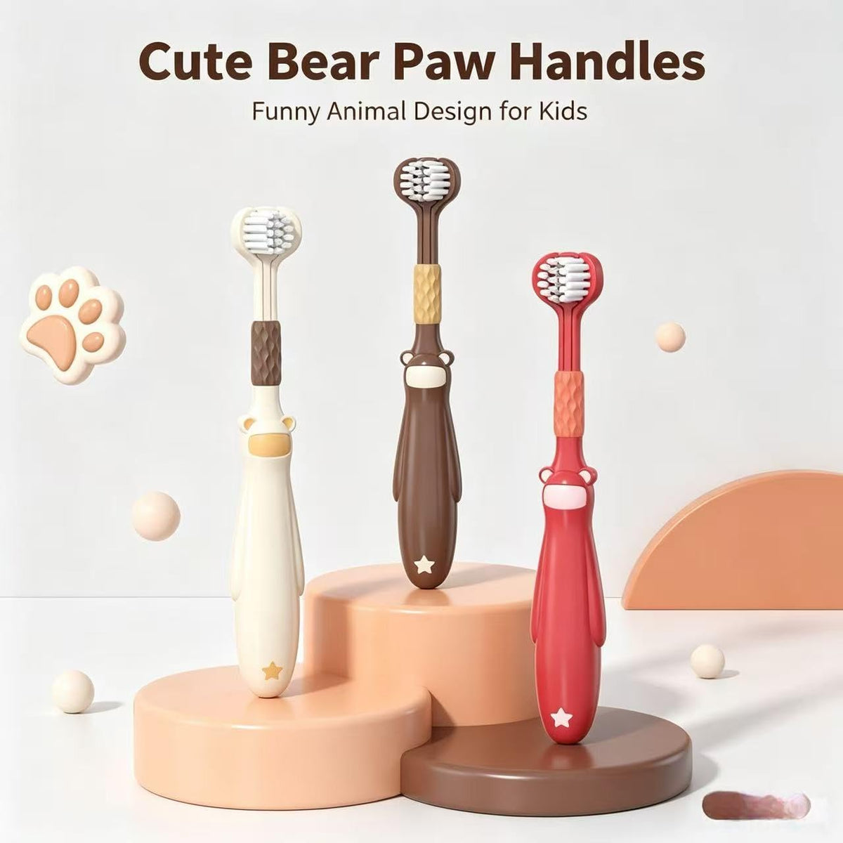Kids Toothbrush 6 Pack | Cute Bear Design, Soft Bristles, Easy-Grip | Smilvy