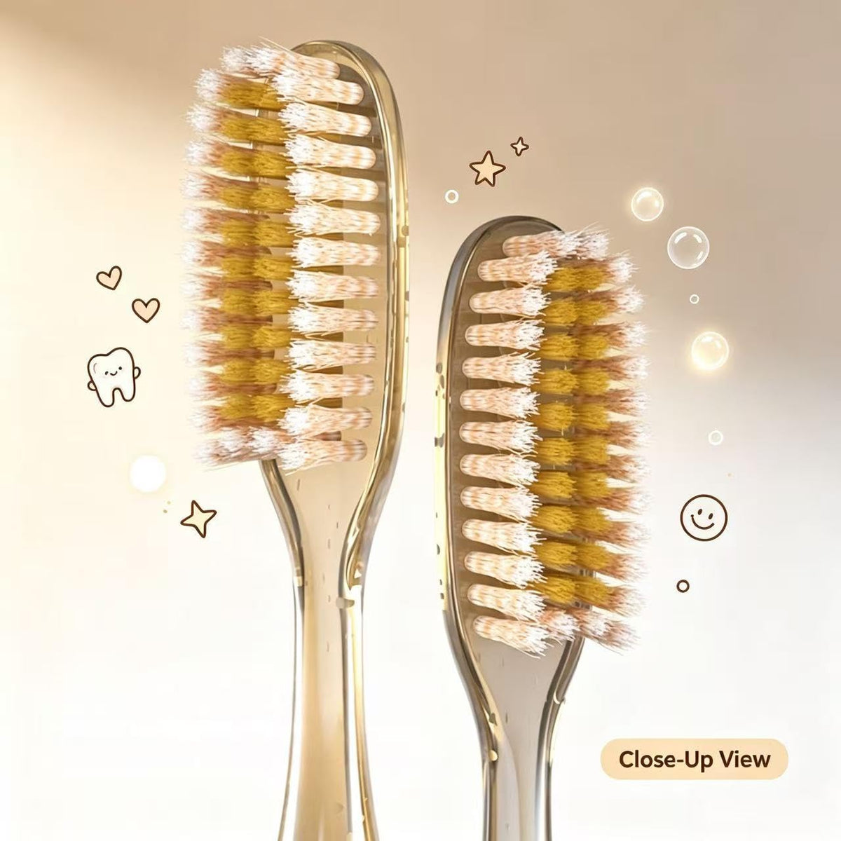 Kids Toothbrush 4 Pack | Capybara Animal Print, Clear Handle | Smilvy