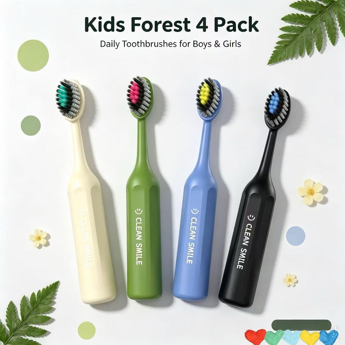 Kids Toothbrush Set 4 Pack | Soft Bristles, Color-Coded | Smilvy
