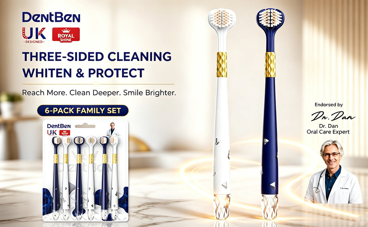 3-Sided Toothbrush | 6-Pack | Gold Grip | Reaches Every Corner with Ease A+ 图片
