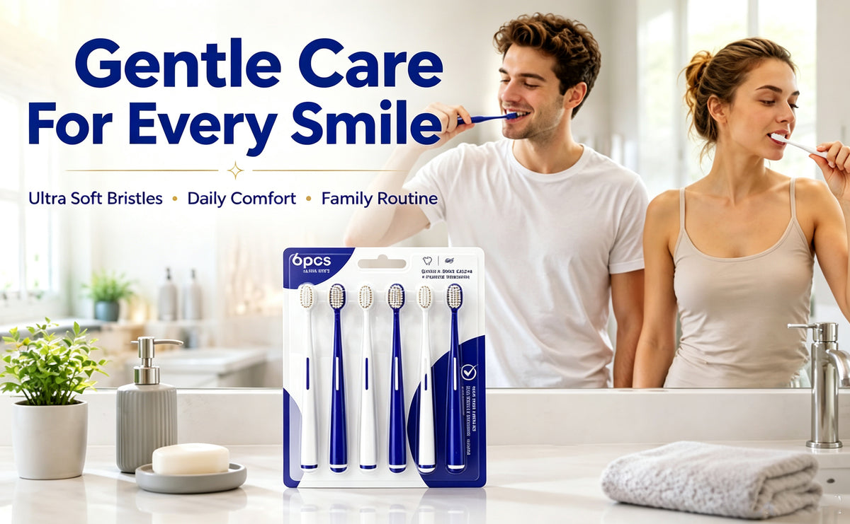 6-Pack Ultra Soft Toothbrush | 0.01mm Feather Bristles | Extra Gentle for Sensitive Gums A+ 图片