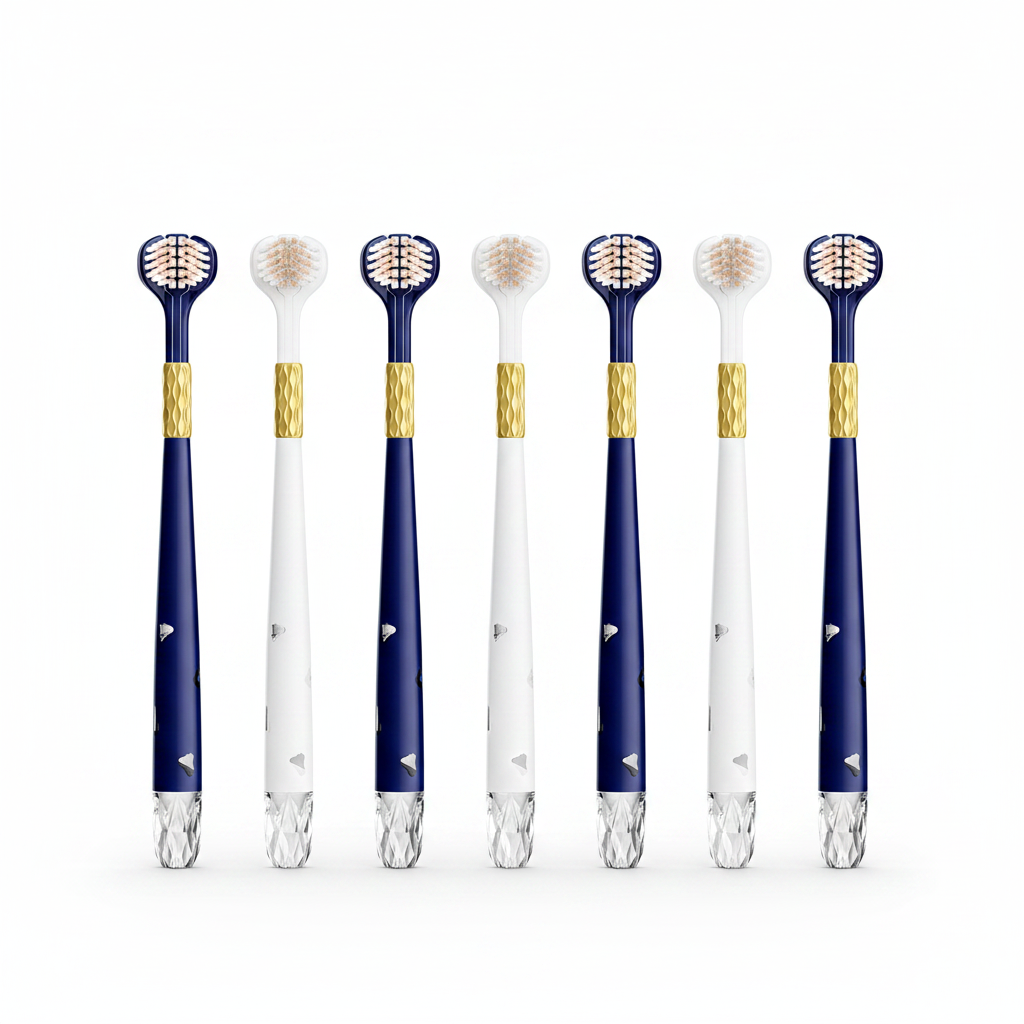 Angled Toothbrush 6-Pack 3 Navy 3 White