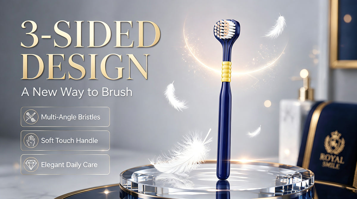 3-Sided Toothbrush | 6-Pack | 150% More Bristles | Gentle Deep Clean | Navy & White A+ 图片