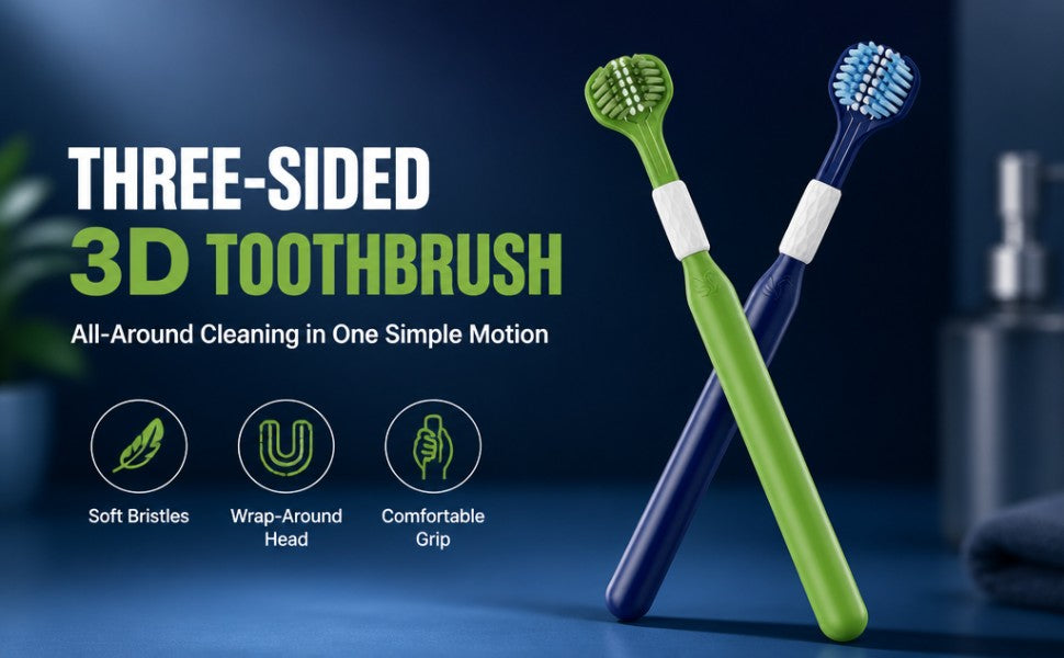 3D Three-Sided Toothbrush | 6-Pack | Wrap-Around Head | Cleans All Surfaces in One Stroke A+ 图片