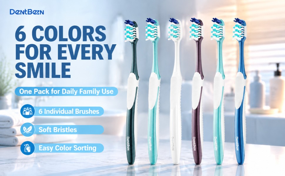 Family Toothbrush Set | 6-Pack | Color-Coded Soft Bristles | Adults & Teens A+ 图片
