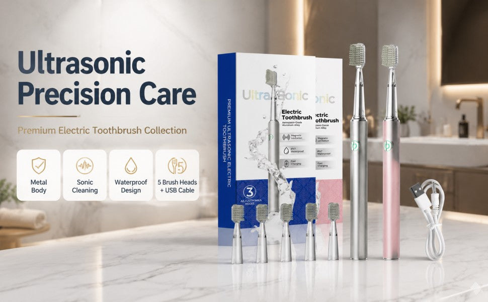 Ultrasonic Electric Toothbrush | Aerospace Metal Body | IPX7 Waterproof | 4 Brush Heads A+ 图片