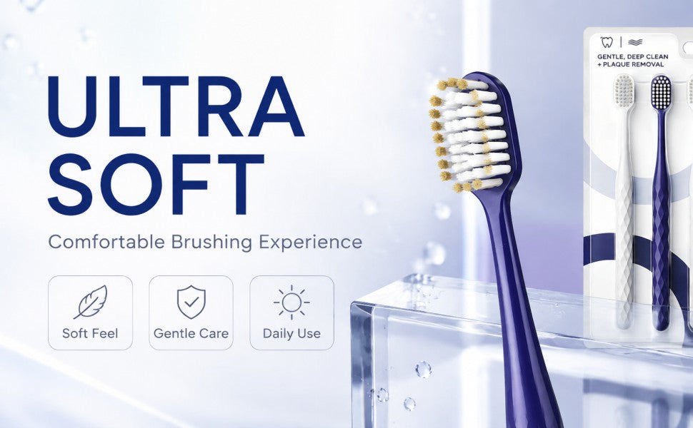 6-Pack Diamond-Grip Toothbrush | Gold-Dot Bristles | Ultra Soft Plaque Removal A+ 图片