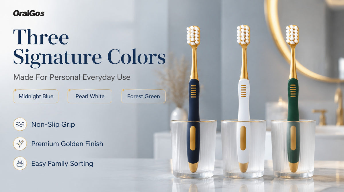 OralGos Wide-Head Toothbrush | 6-Pack | 0.01mm Ultra Soft Bristles | British Design A+ 图片