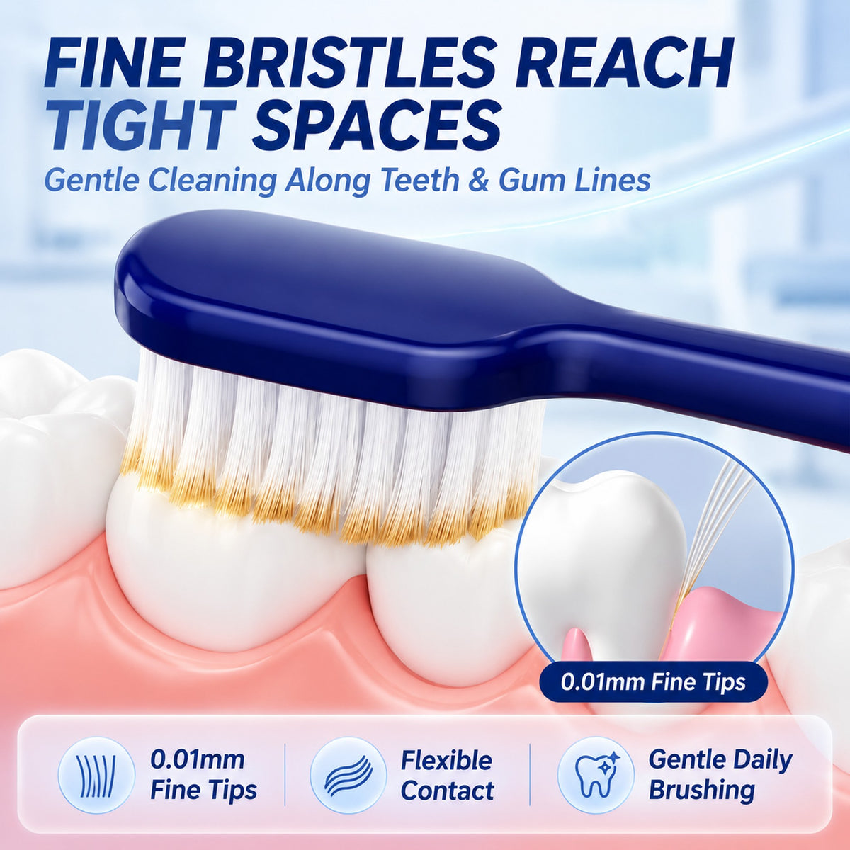 6-Pack Ultra Soft Toothbrush | 0.01mm Feather Bristles | Extra Gentle for Sensitive Gums