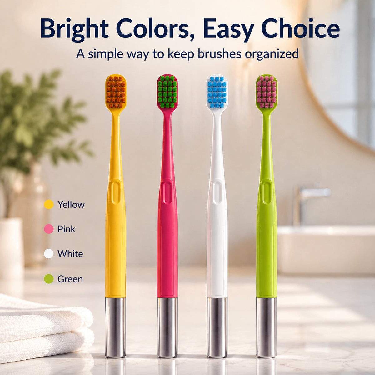 Soft Bristle Toothbrush | 2-Pack | Stainless Steel Handle | 4 Colors