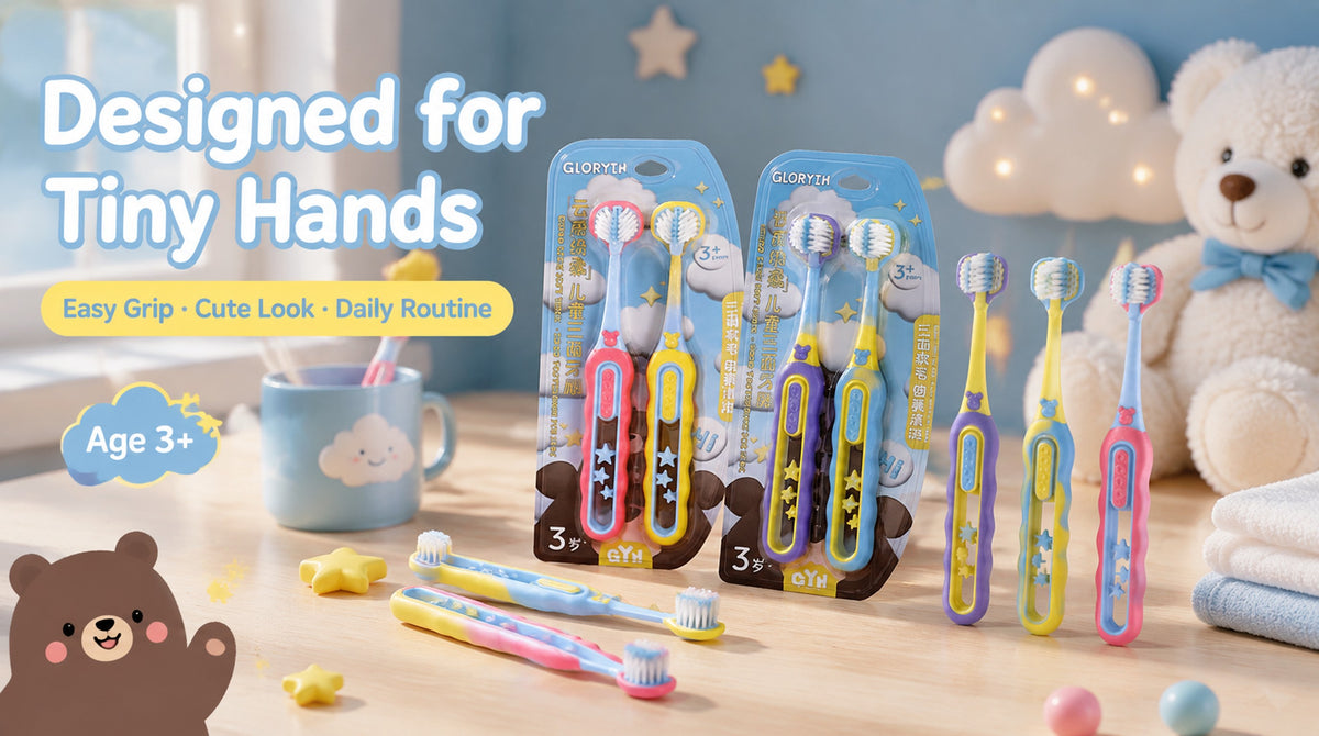 Kids 3-Sided Toothbrush | 4-Pack | Wrap-Around Head for Small Mouths | Gentle All-Around Clean A+ 图片