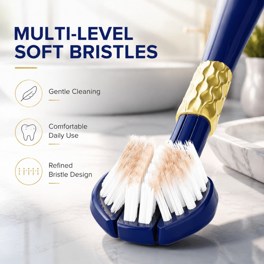 3-Sided Toothbrush | 6-Pack | Gold Grip | Reaches Every Corner with Ease