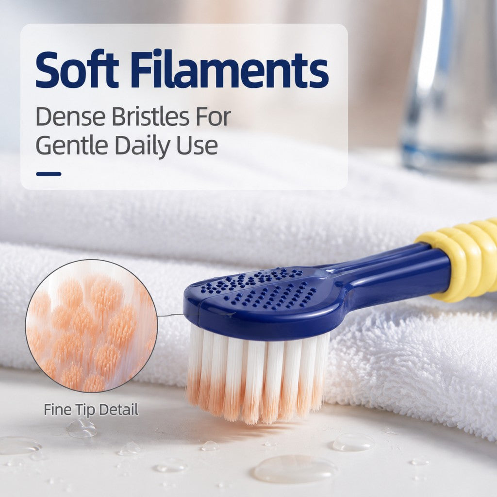 3-Sided Toothbrush | 6-Pack | 150% More Bristles | Gentle Deep Clean | Navy & White