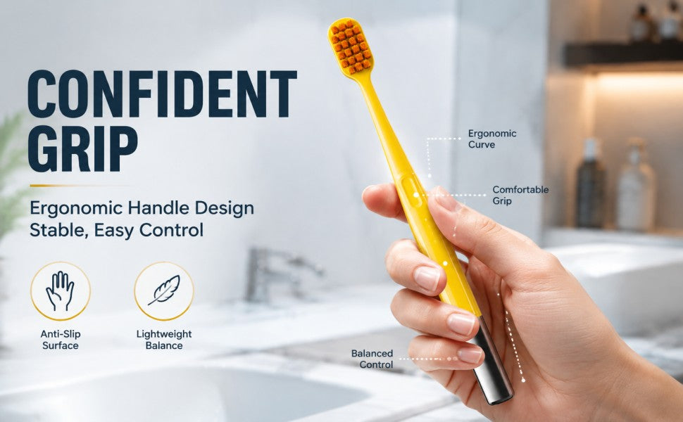 Soft Bristle Toothbrush | 2-Pack | Stainless Steel Handle | 4 Colors A+ 图片