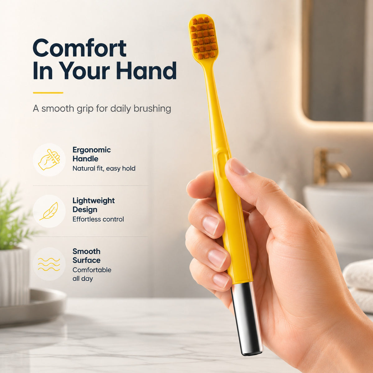 Soft Bristle Toothbrush | 2-Pack | Stainless Steel Handle | 4 Colors