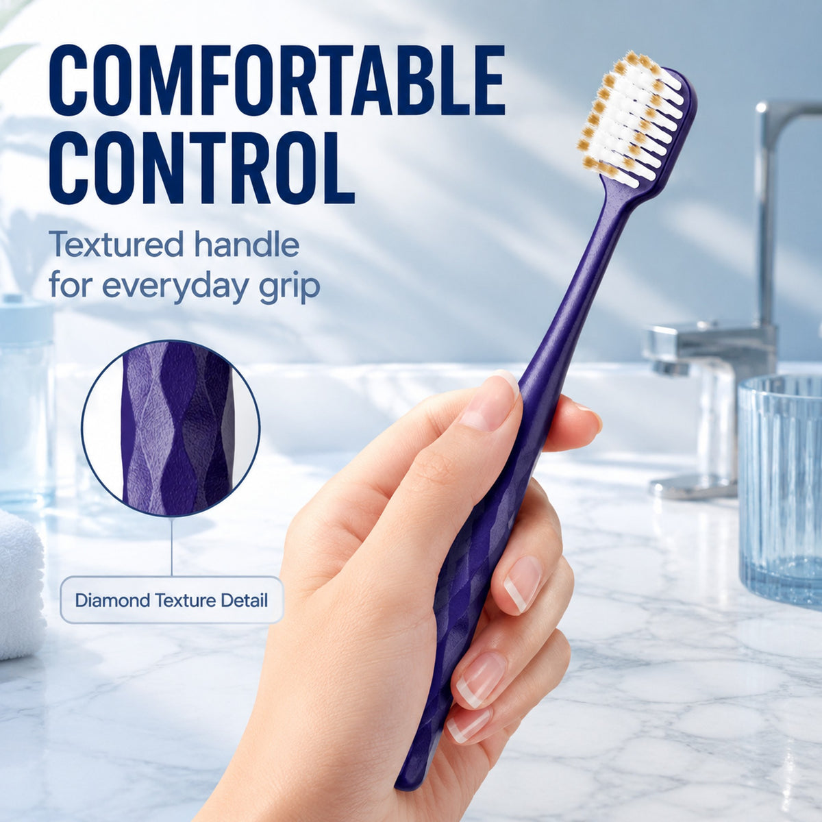 6-Pack Diamond-Grip Toothbrush | Gold-Dot Bristles | Ultra Soft Plaque Removal