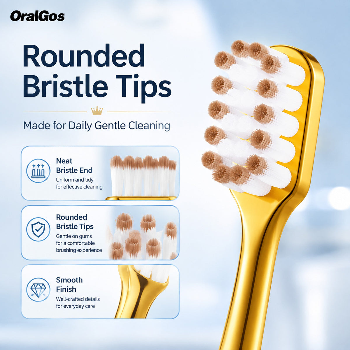 OralGos Wide-Head Toothbrush | 6-Pack | 0.01mm Ultra Soft Bristles | British Design